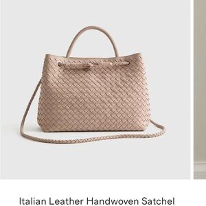 Quince Italian Leather Handwoven Satchel - Taupe